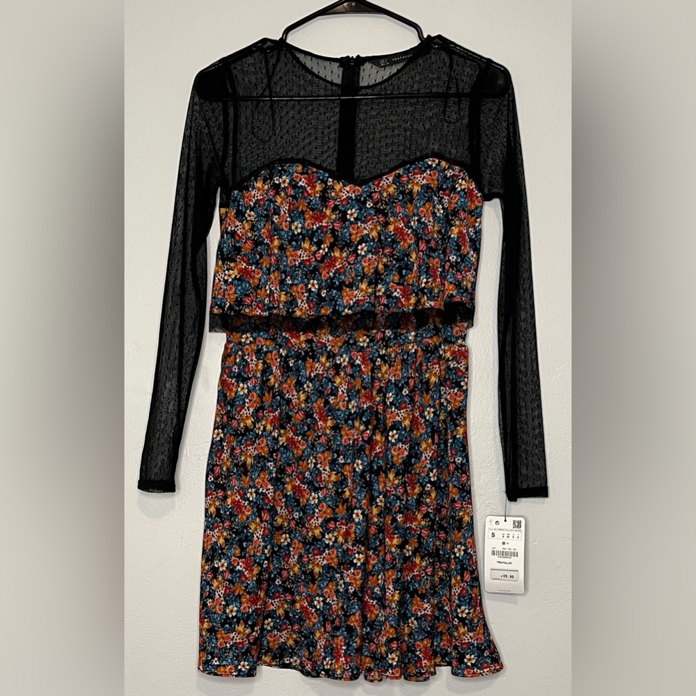 ZARA TRAFALUC Floral mesh dress